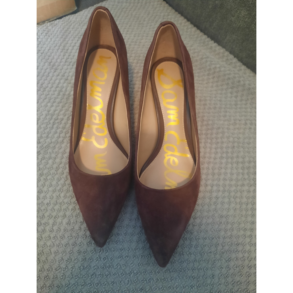 Sam Edelman Brown Suede Pointed-Toe Pumps